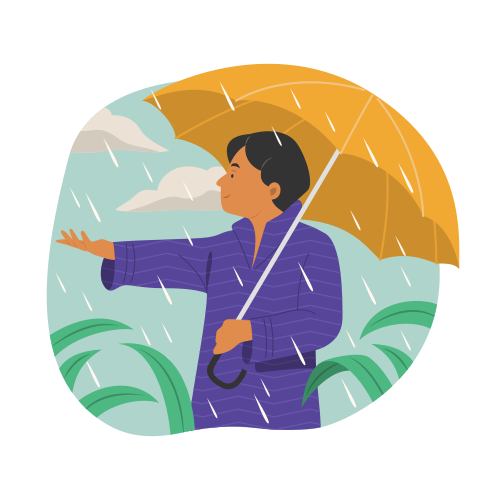 Man in the rain